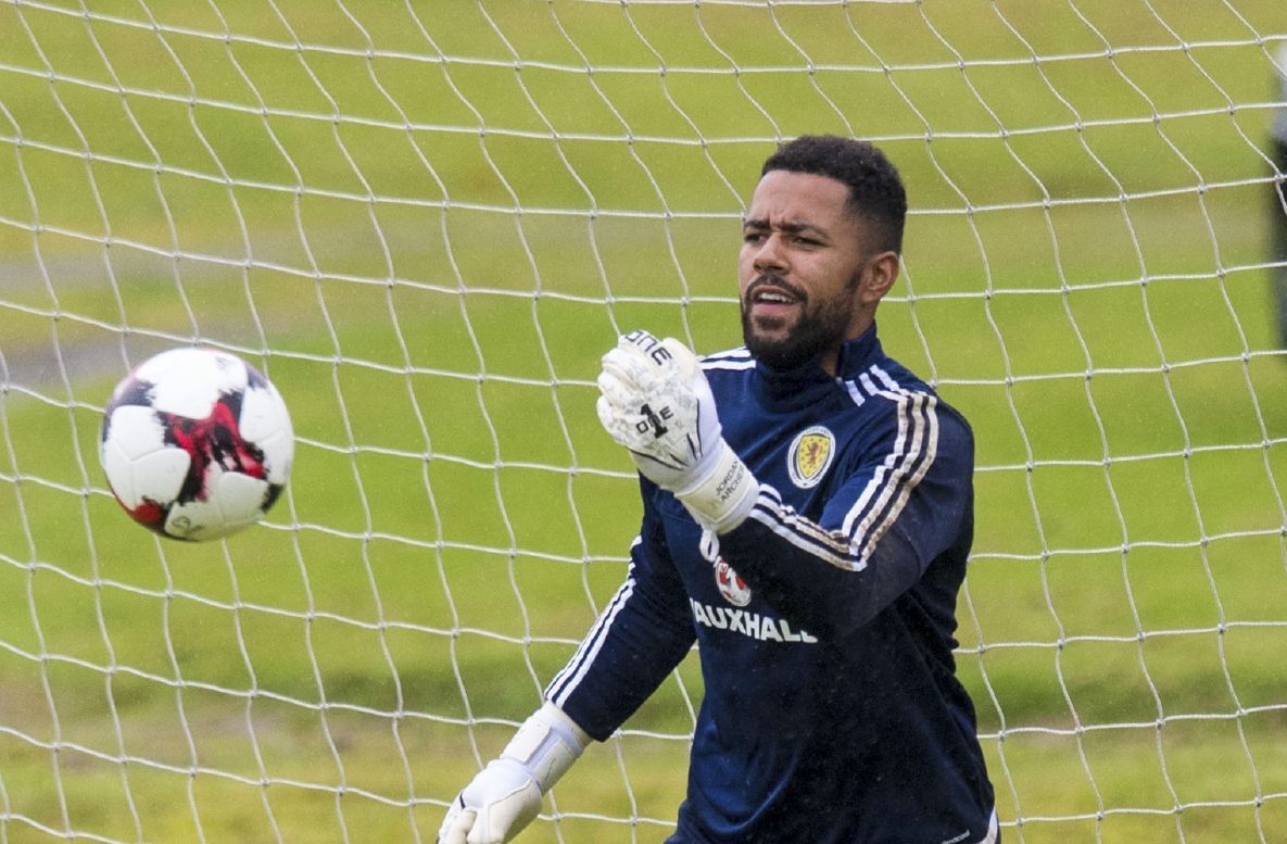 Jordan Archer at his first Scotland training session.