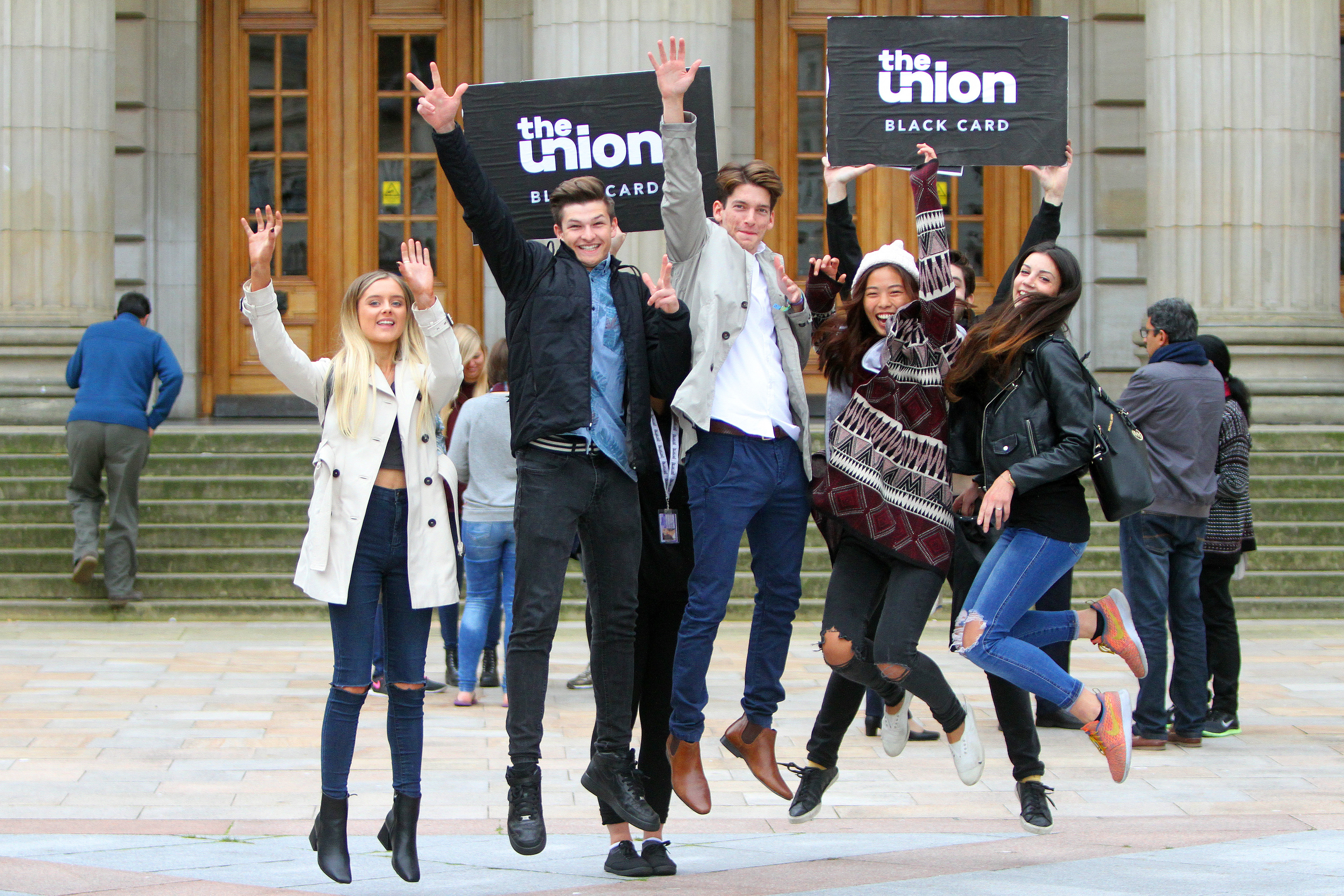 New arrivals Rebecca Reid, Tomasz Suprun, Daniel Pal Szucs, Nydia Lin and Gaia Merelli at the Caird Hall welcome ceremony on  Monday.