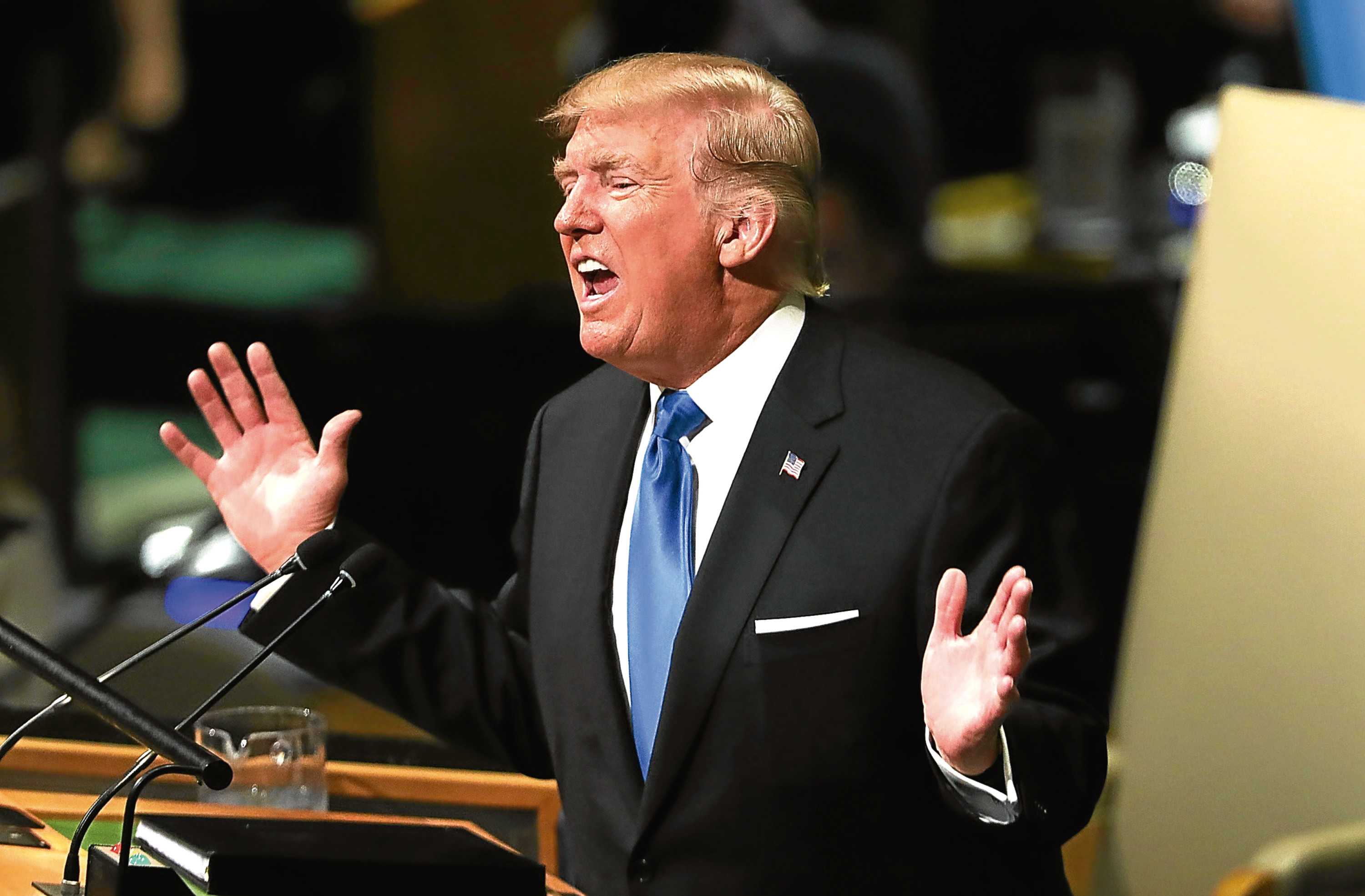 President Donald Trump speaks to world leaders at the 72nd United Nations (UN) General Assembly at UN headquarters in New York.