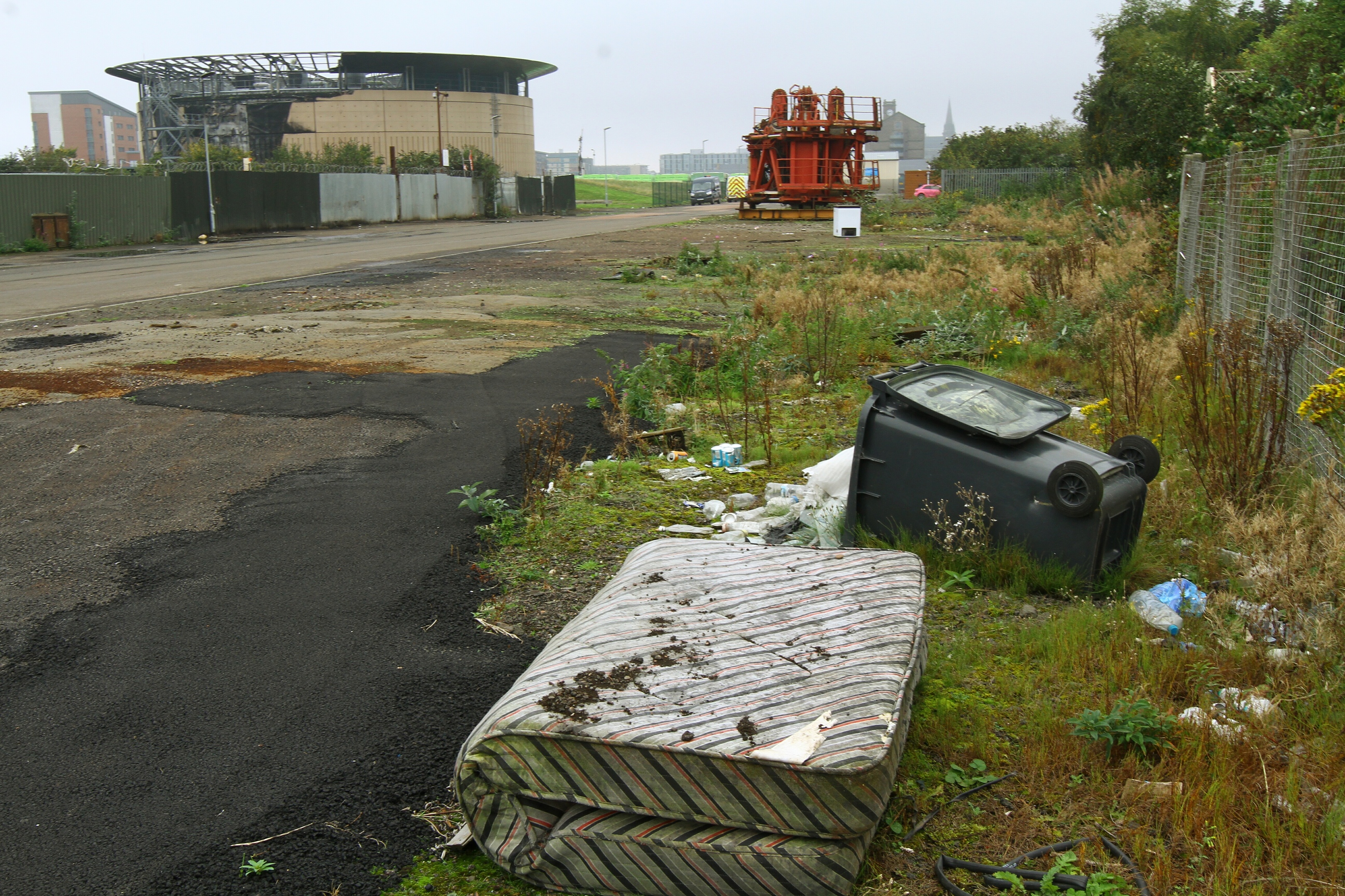 Weeds and rubbish just yards from where cruise passengers arrive in Dundee.