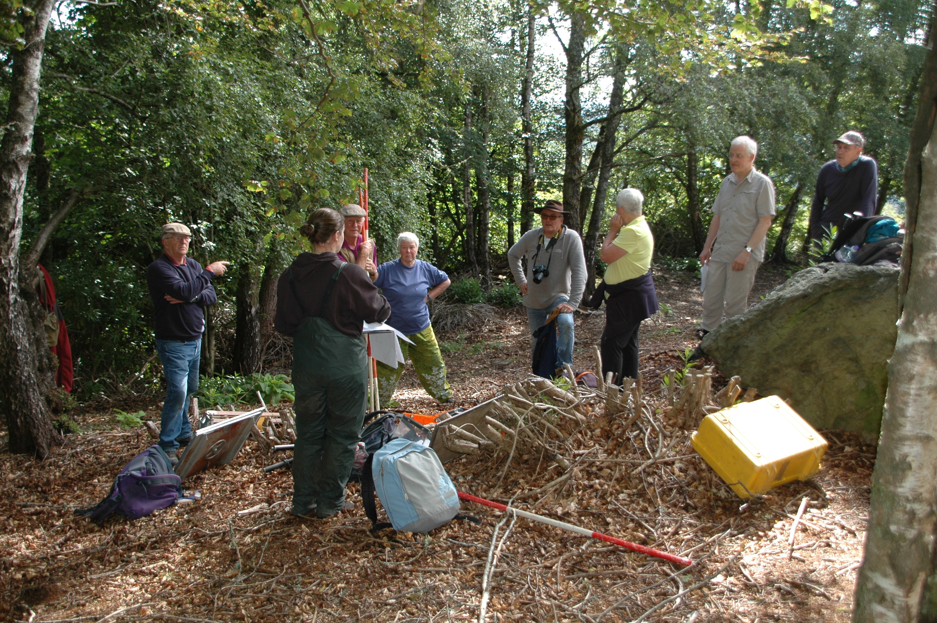 Community volunteers learning survey skills from AOC Archaeology, who will play a key role in the dig.