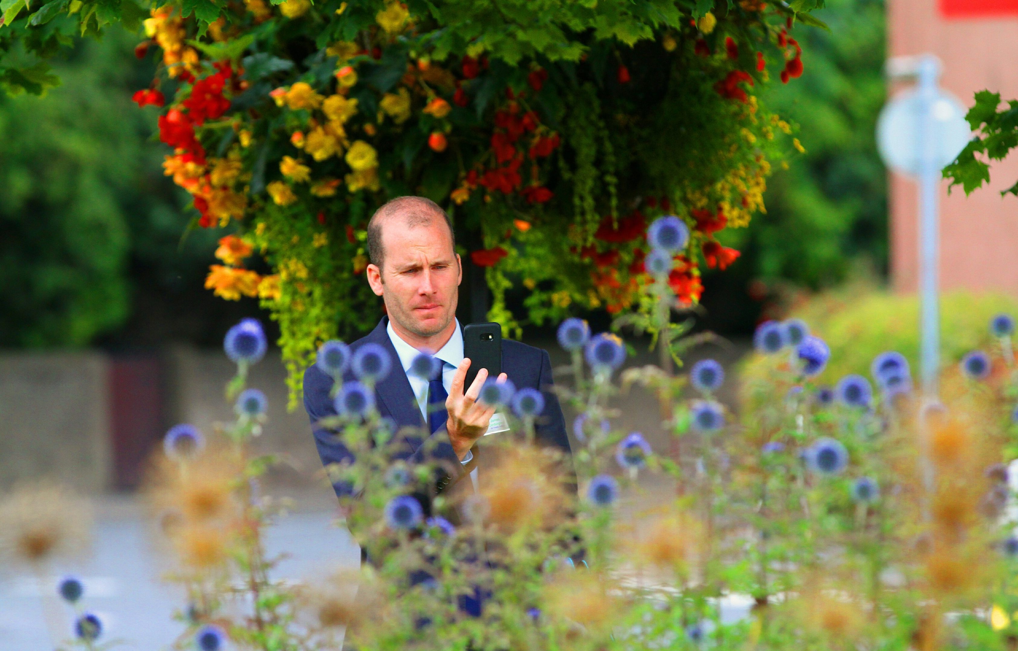 Britain in Bloom judge  James Cordingley on a visit to Coupar Angus.