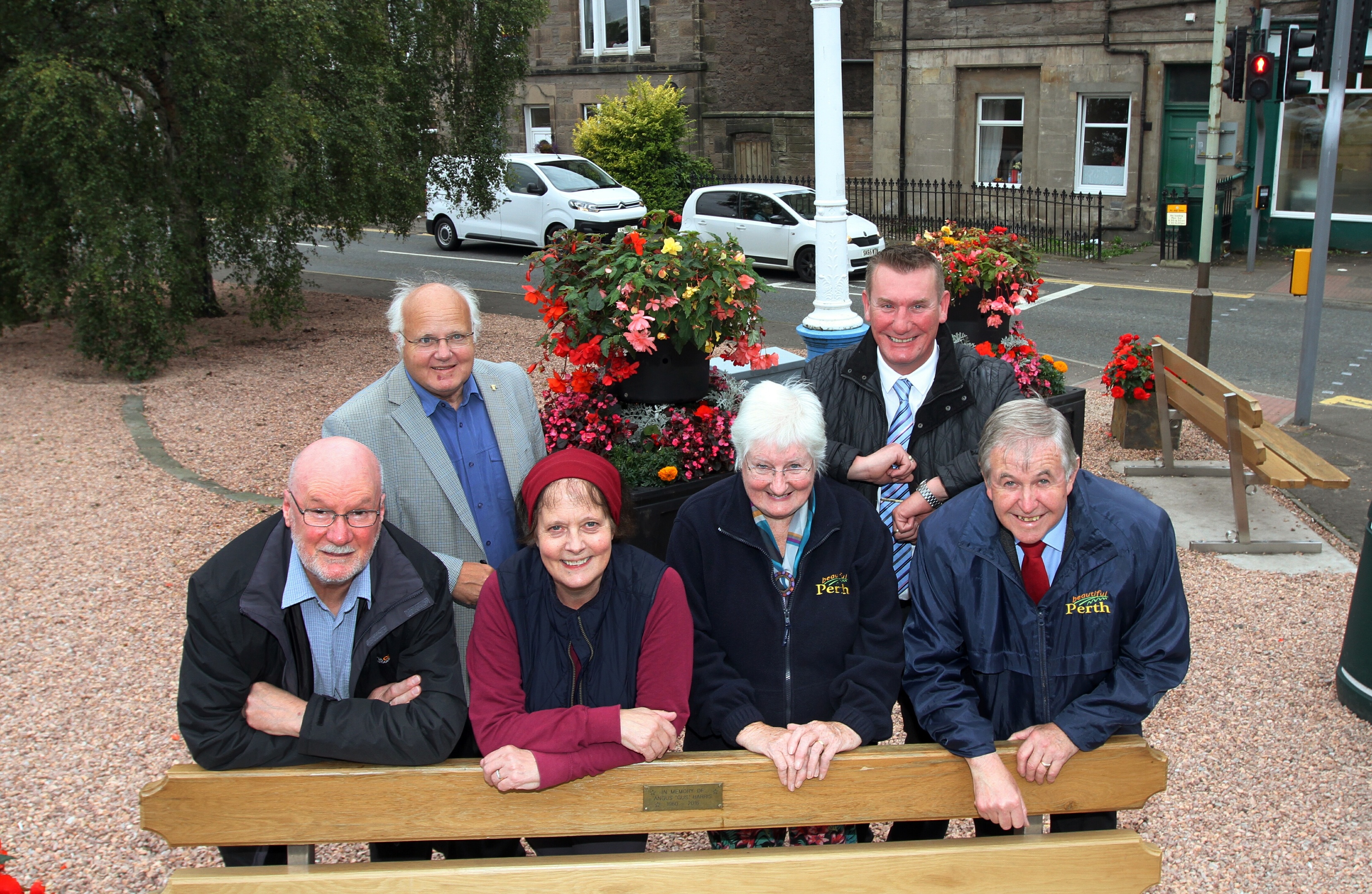 (back) Cllr Bob Brand & Chic Duggan of the Abbottsford, (front) Cllr Michael Jamieson, Monica Straughan and , Barbara McDonald, and John Summers of Beautiful Perth