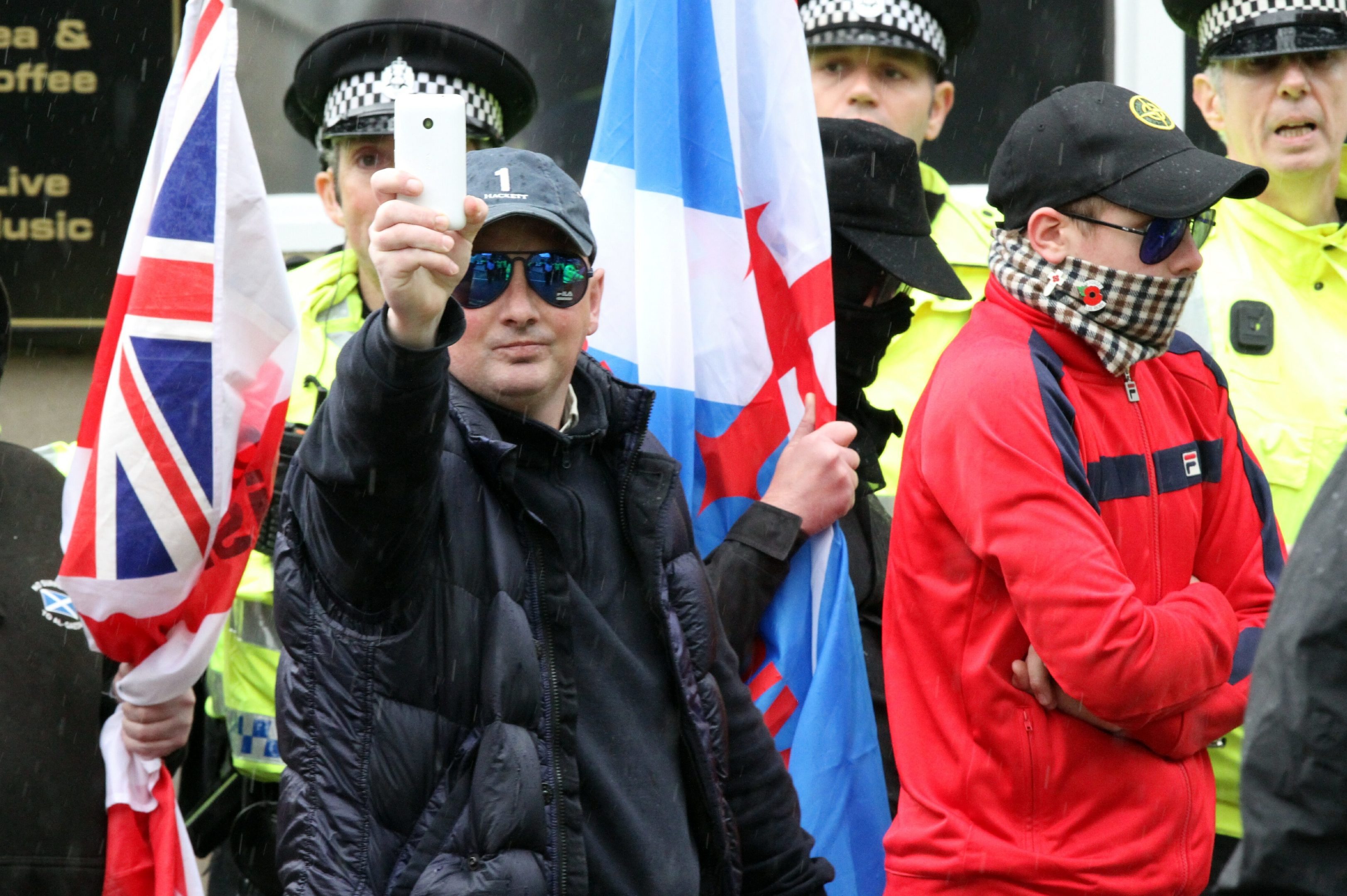 The Scottish Defence League protest march in Perth.