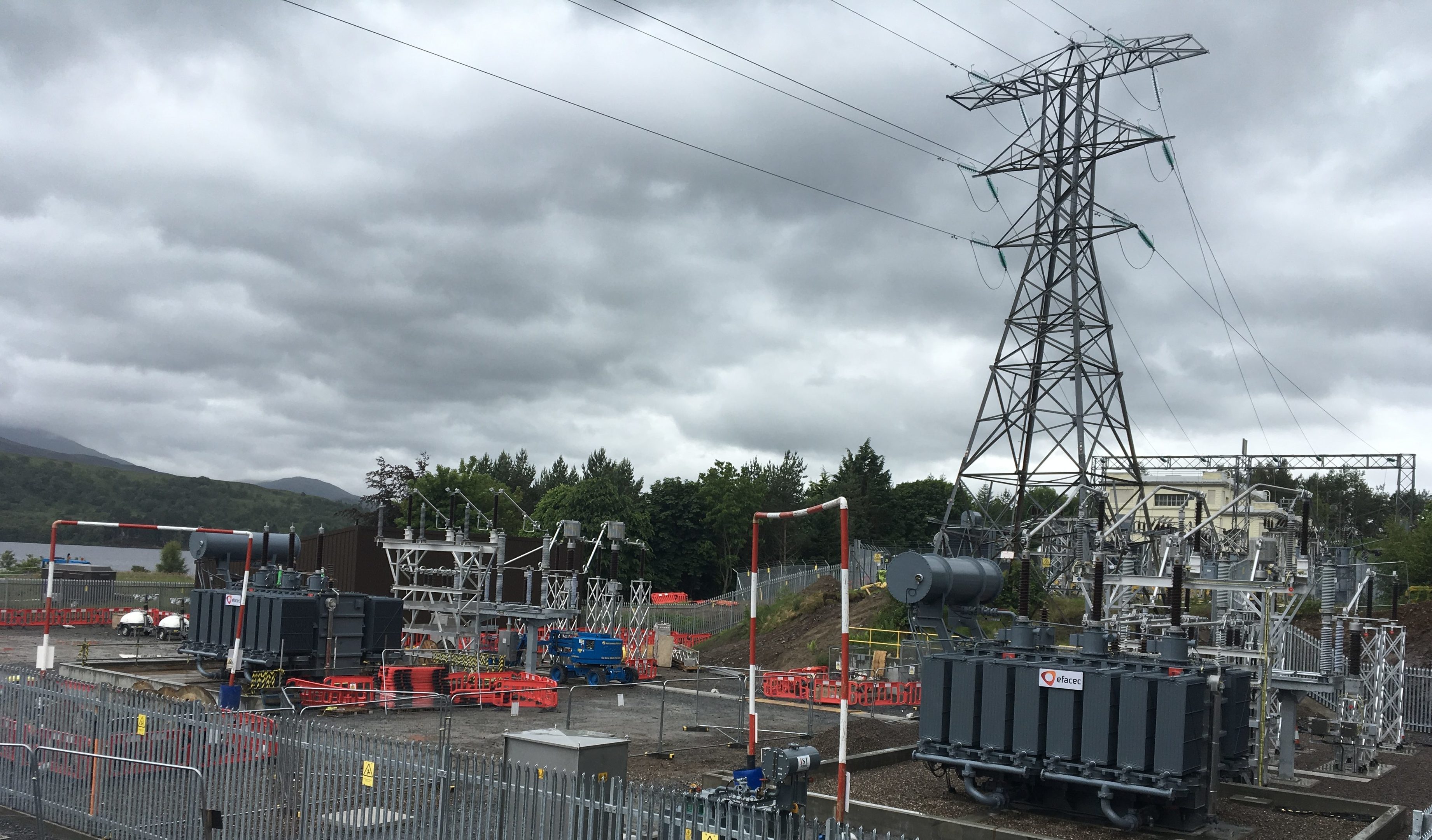The extended and modernised Rannoch substation is now fully operational. Two of the giant transformers are to the fore.