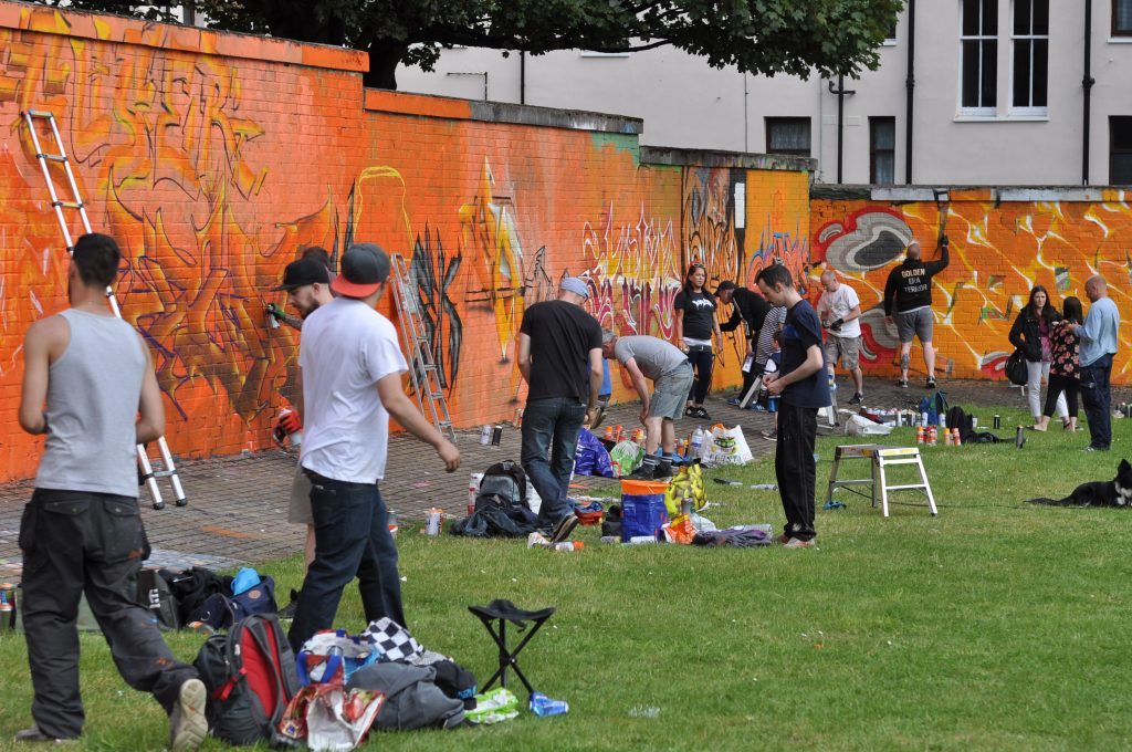 Graffiti artists at the event