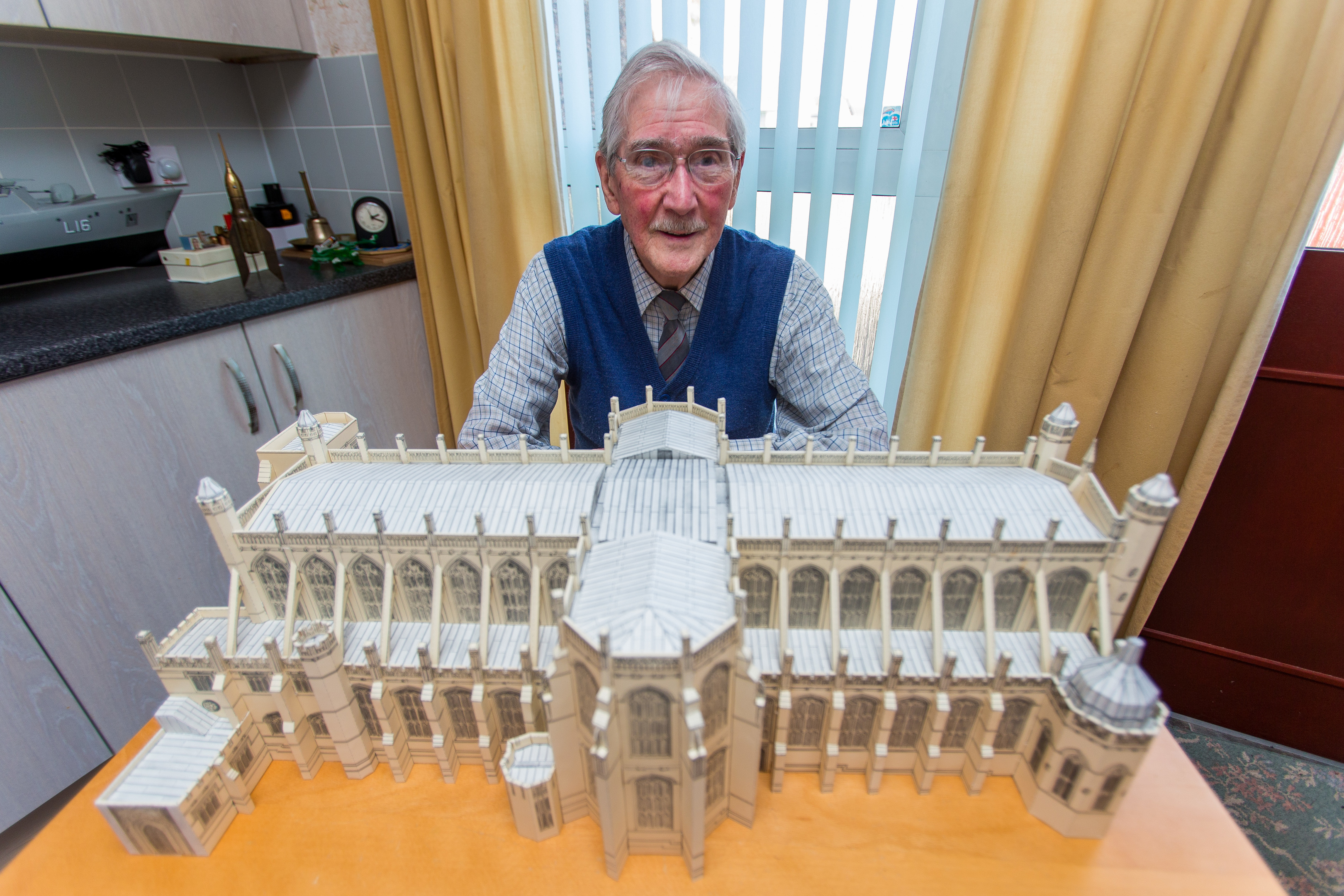 Bob Heron with his model of St George's Chapel.