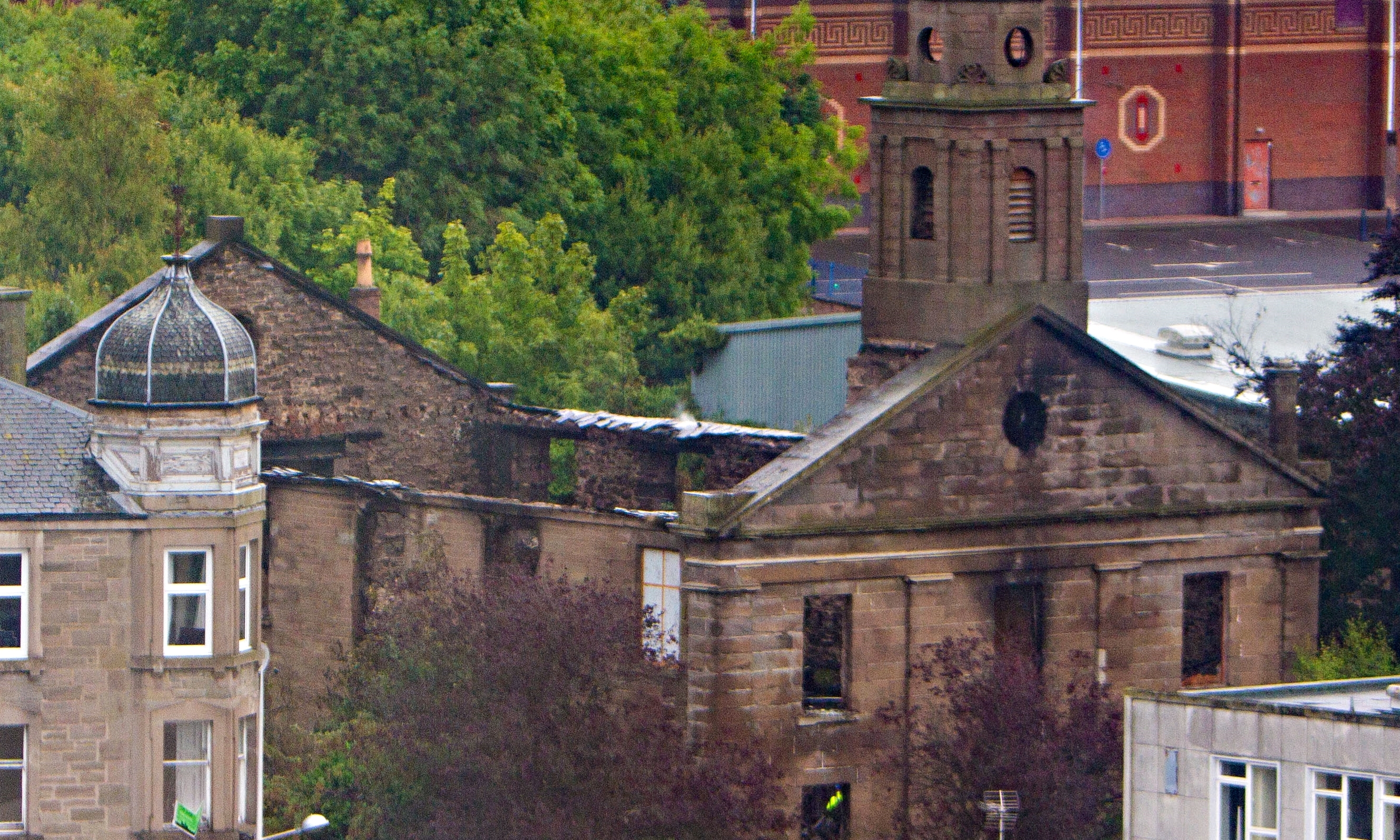 The burnt-out shell of the former Lochee Old Church.