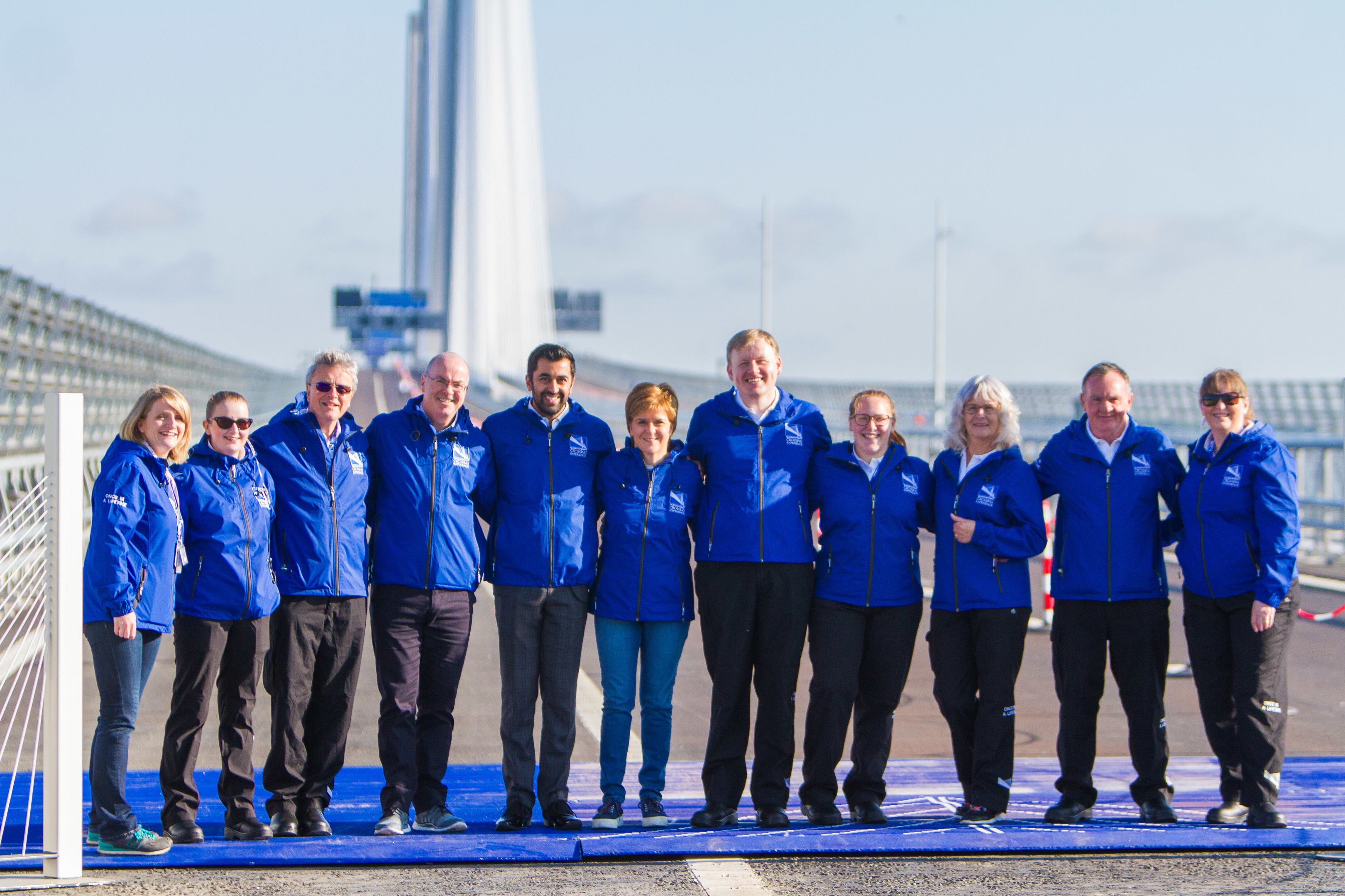 First Minister Nicola Sturgeon and Transport Minister Humza Yousaf were among the first onto the bridge