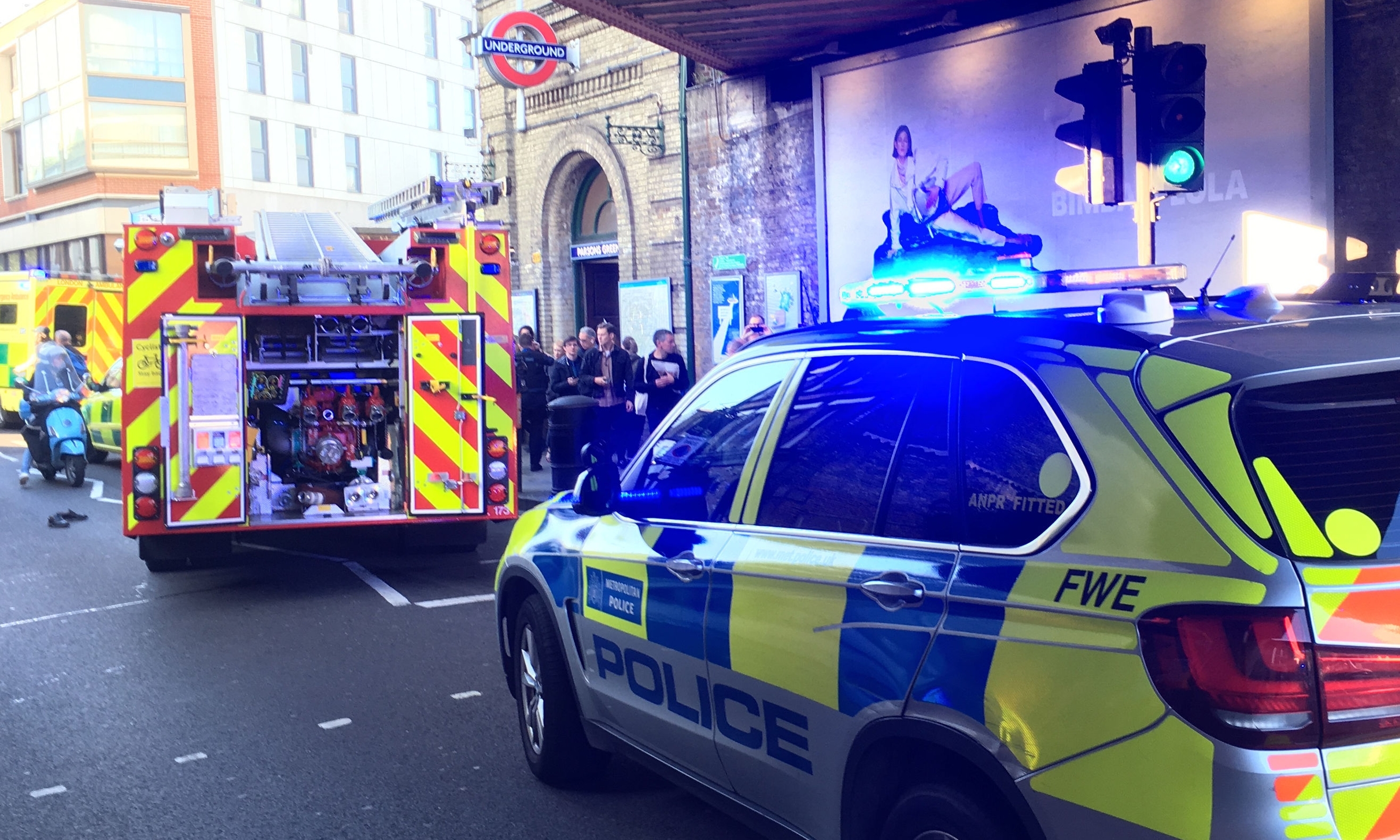 The emergency services at Parsons Green station.