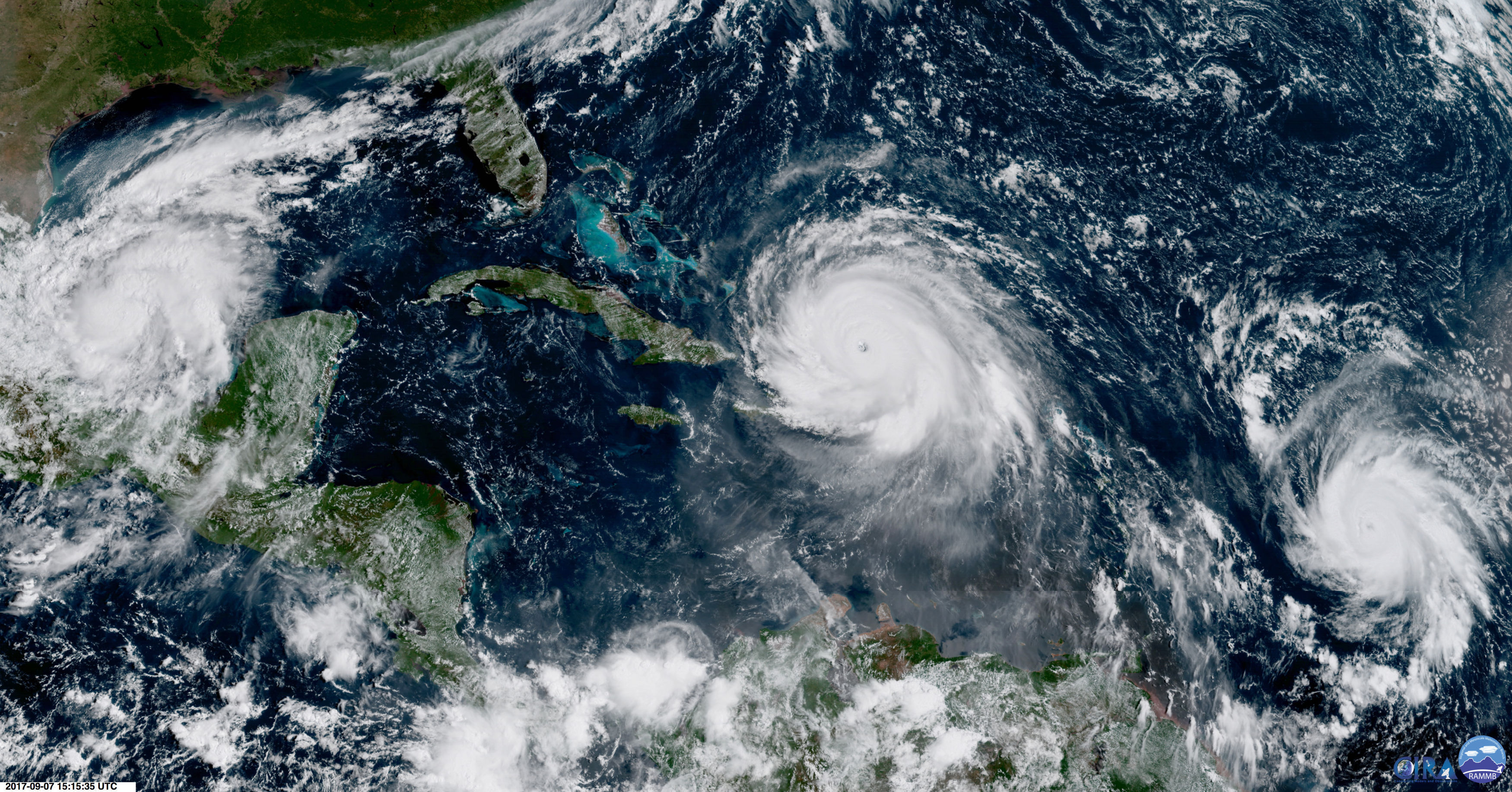 A satellite image of Hurricane Irma.