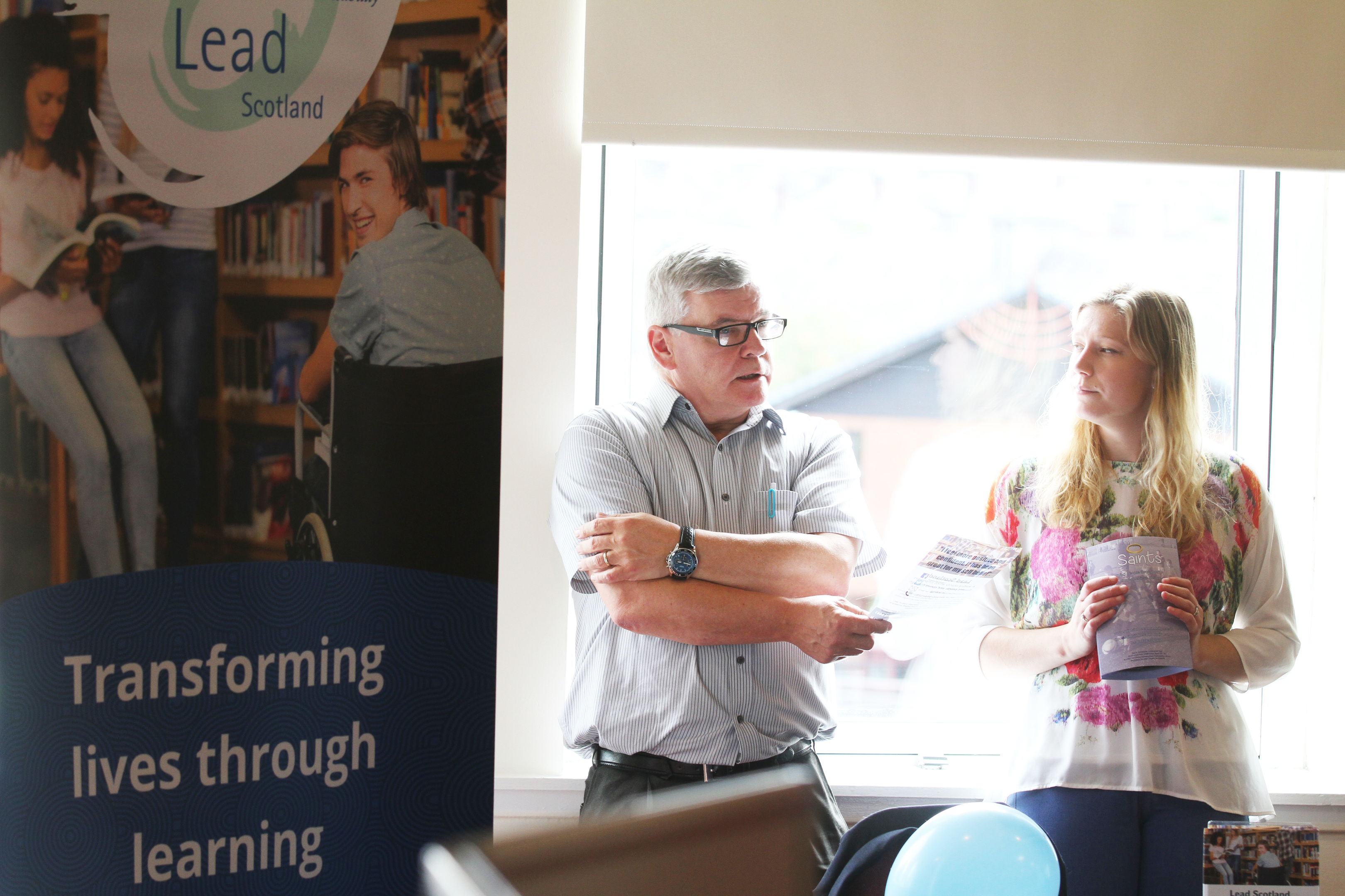 At the Dewars Centre are Iain Smith, funding and marketing manager with St Johnstone Community Trust, and Amulree Welch, learning coordinator for Perth Online.