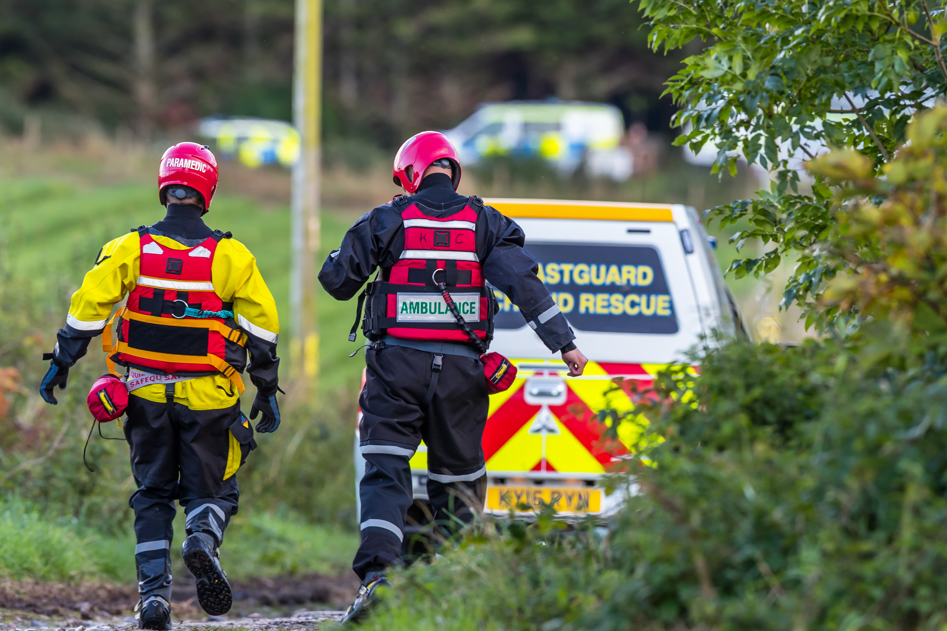 Emergency services are hunting for a man after a submerged vehicle was found at Tillynaught, Portsoy, Aberdeenshire.