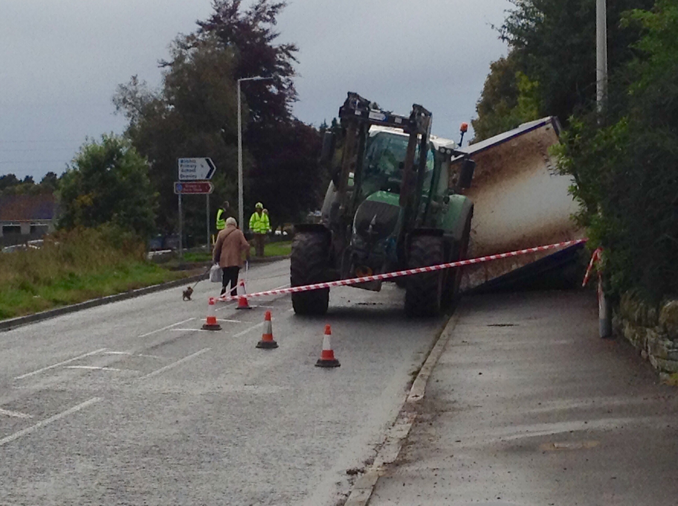 The tractor trailer overturned in Birkhill