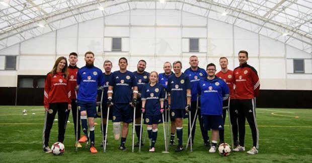 Tommy and his teammates took part in Scotland's first amputee football match.