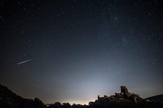 A Perseid meteor shower.