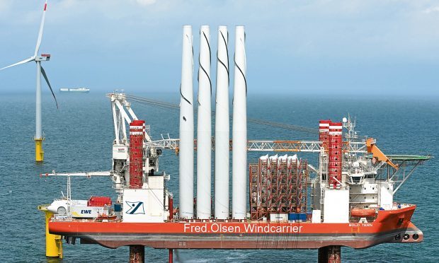 Operations as part of an offshore wind farm build off Borkum, Germany. The NNG Coalition is hoping to see similar scenes off the coast of Fife