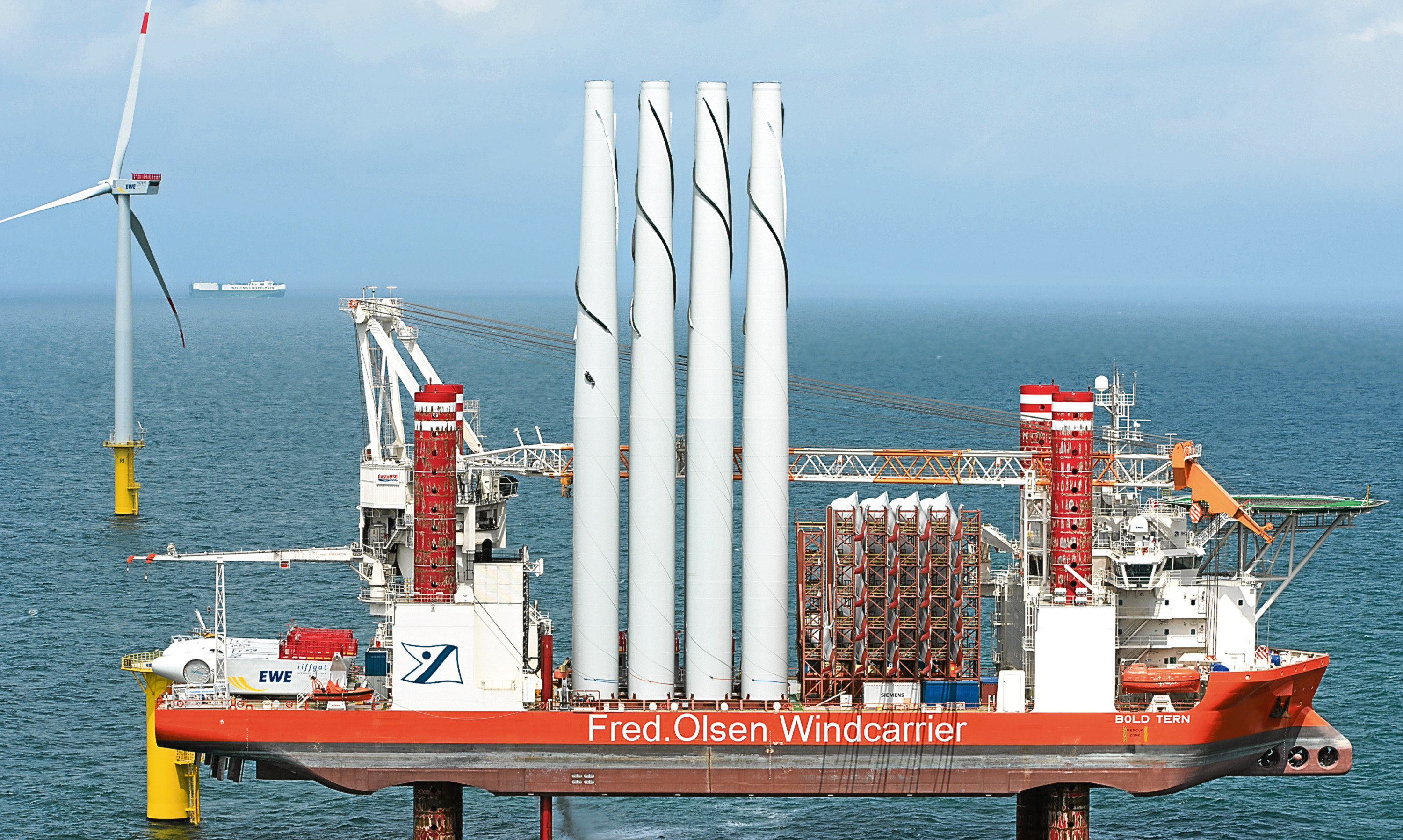 Operations as part of an offshore wind farm build off Borkum, Germany. The NNG Coalition is hoping to see similar scenes off the coast of Fife