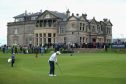 Ross Fisher putts for a 59 on the 18th at the Old Course in the final round of the Alfred Dunhill Links Championship. He took a further two to get down, but dstill set a new course record.