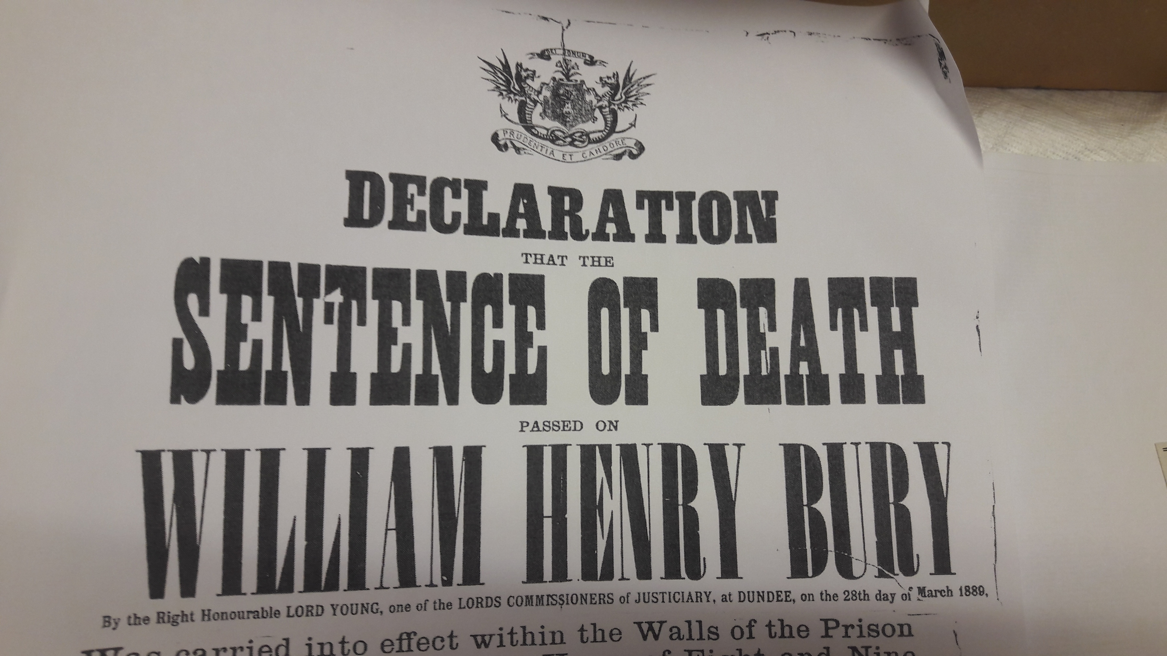 Declaration announcing death sentence on William Bury for murder. But was he Jack the Ripper?