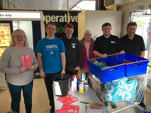 Brechin Community Pantry volunteers and Brechin Co-op staff during a recent food collection