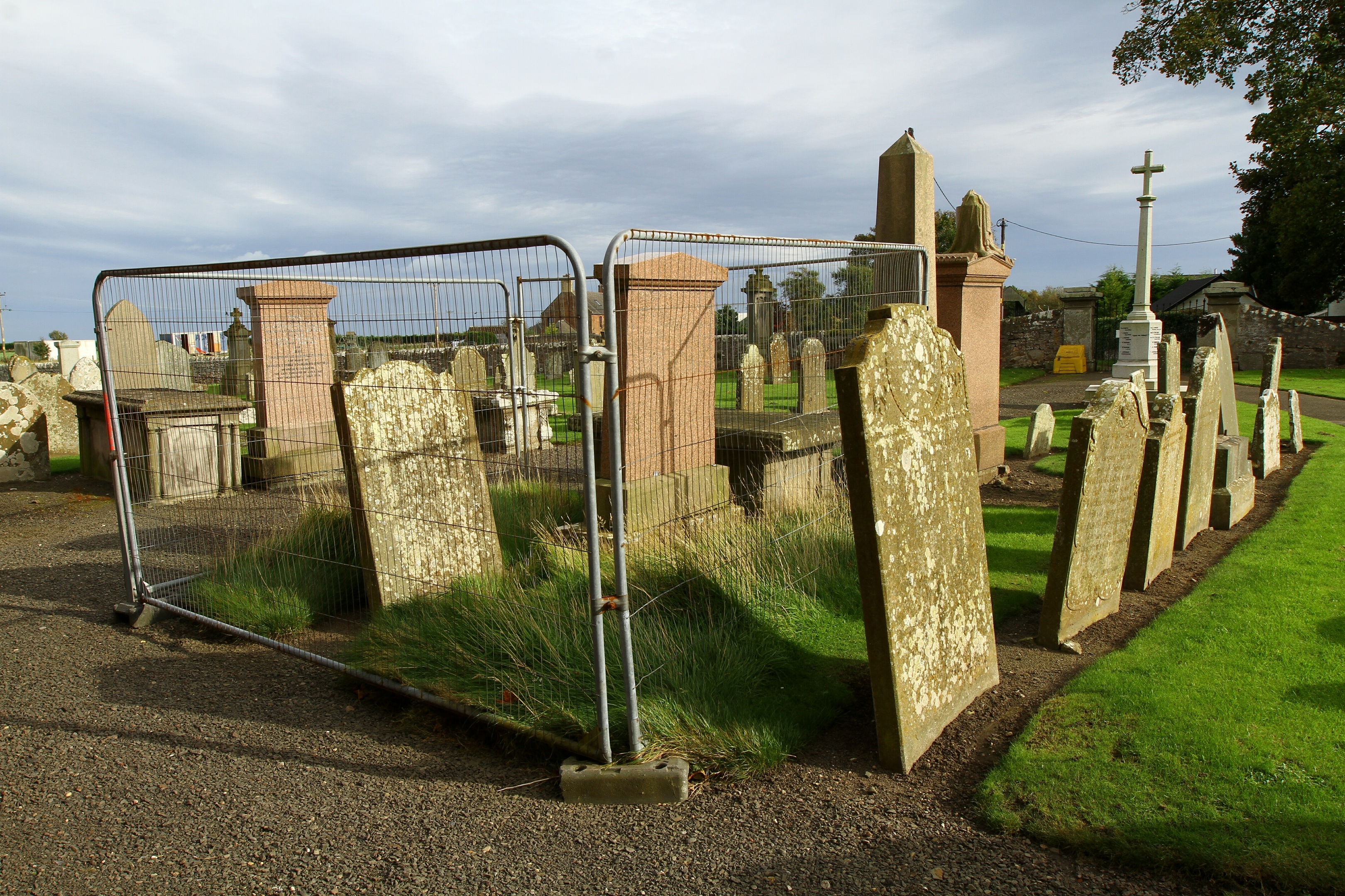 The gravestones are located in the grounds of Inverkeilor Church