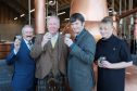 Master distiller Richard Paterson, distillery founder Drew Mackenzie Smith, Ian Rankin and founder Helen Mackenzie Smith.