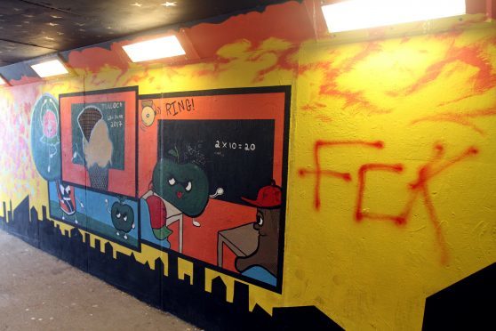 The underpass has been vandalised.