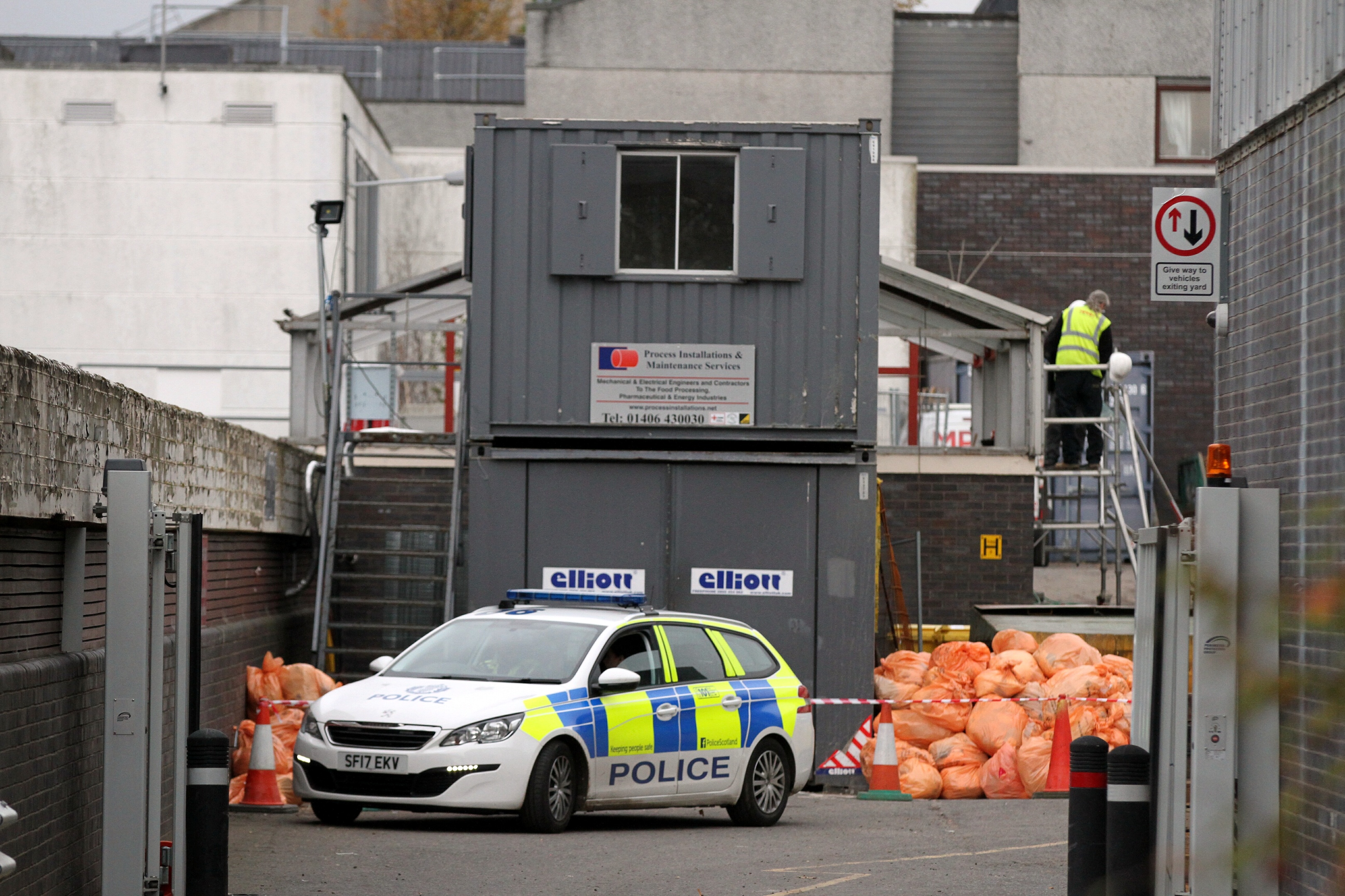 Police on the scene at Ninewells as rubbish is searched