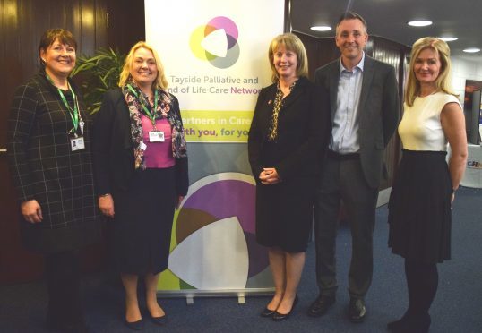 (Left to right) Joint clinical lead Dr Susan Whyte, Janice Preston, Shona Robison, joint clinical lead Deans Buchanan and Lesley McClay, chief executive of NHS Tayside