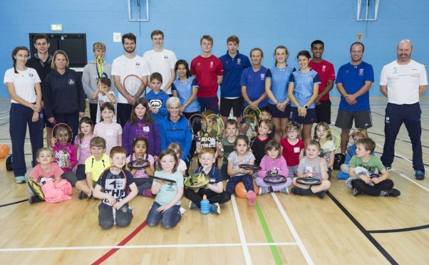 Judy Murray led a tennis coaching session with young volunteers and school children.