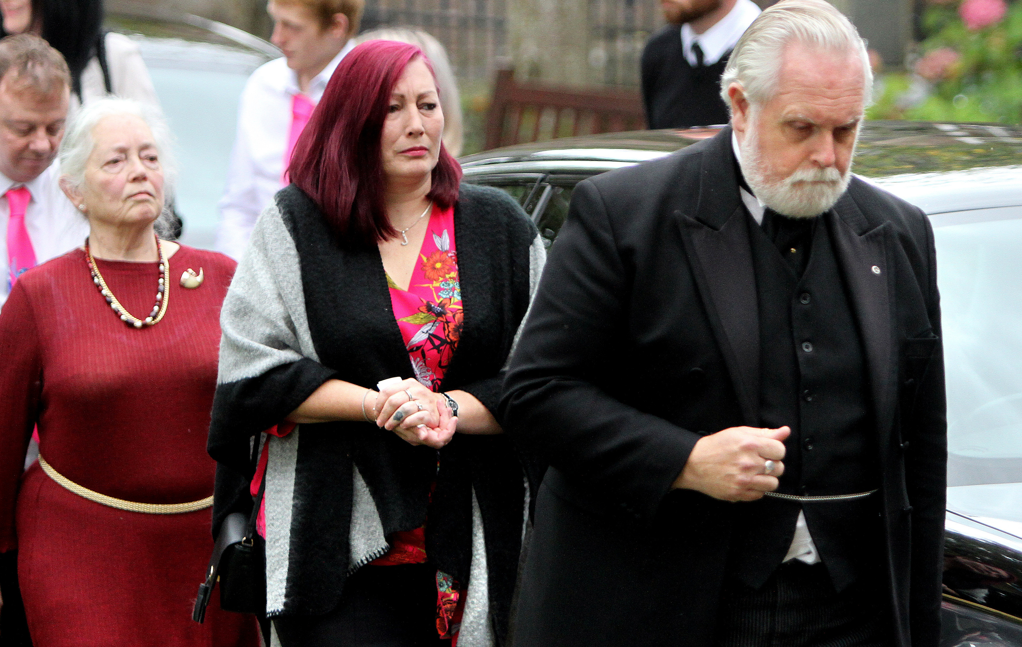 Libbi's family arriving at Brechin Cathedral.