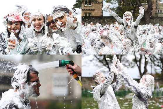 St Andrews University's traditional Raisin Monday foam party. Photos: Mhairi Edwards.