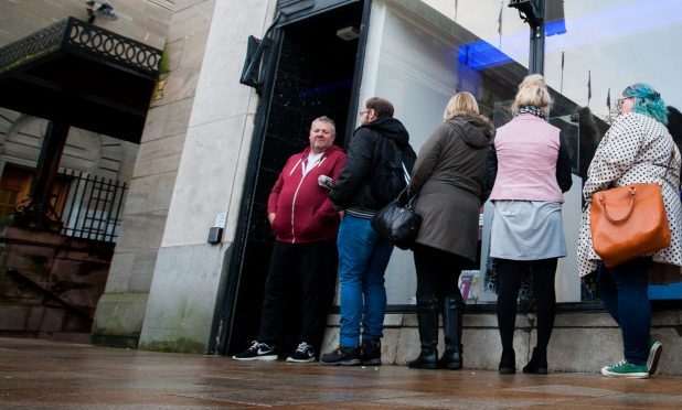 The queue at Dundee Box Office shortly before 9am.