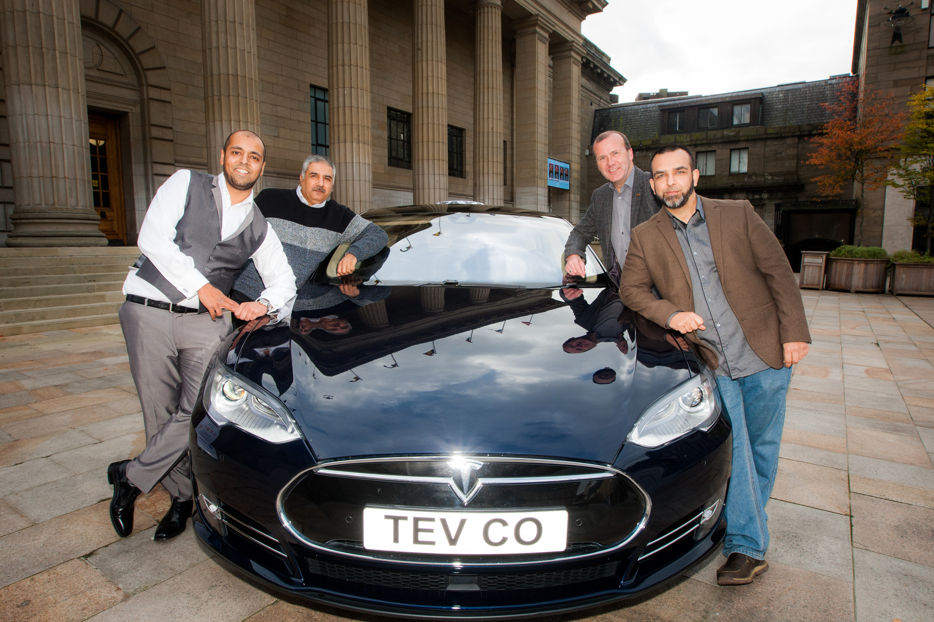 Left to right: Mohammed Zaveri (Director of Tev Co),  Mohammed Hashmi (President of Dundee City Taxi Driver Association), Councillor Mark Flynn and Qaiser Habib Qadri (vice president of Dundee City Taxi Driver Association)