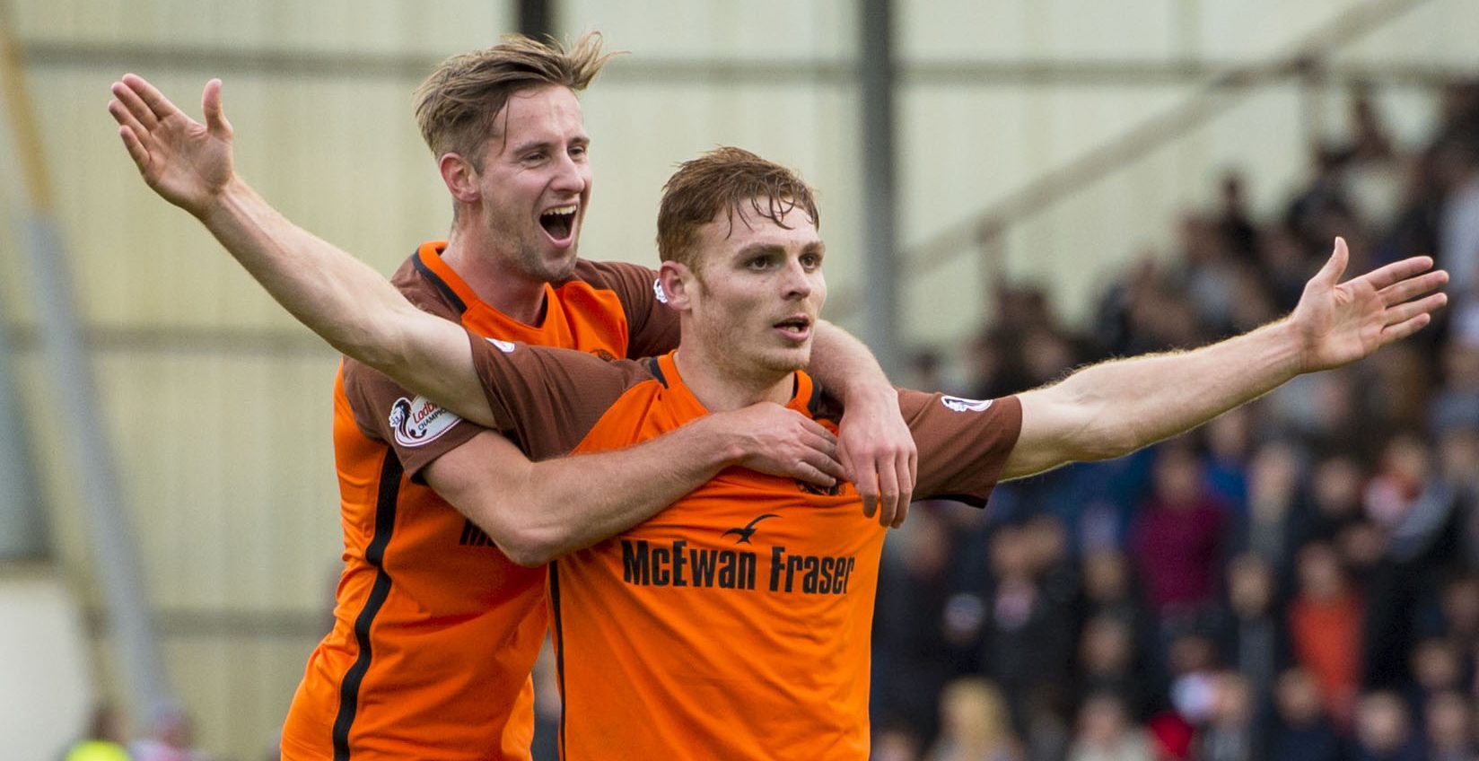 Fraser Fyvie celebrates after scoring his second goal.