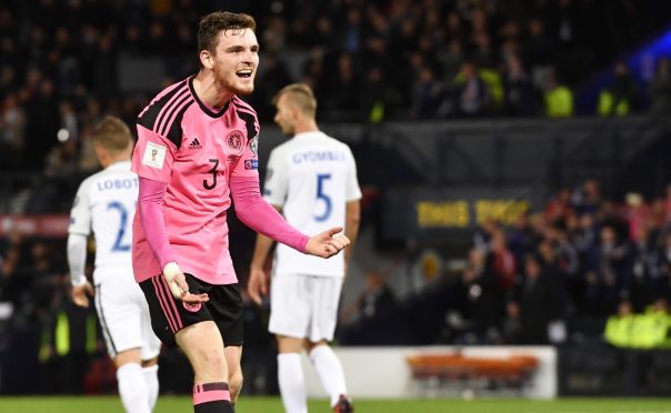 Andy Robertson enjoying Scotland's victory.