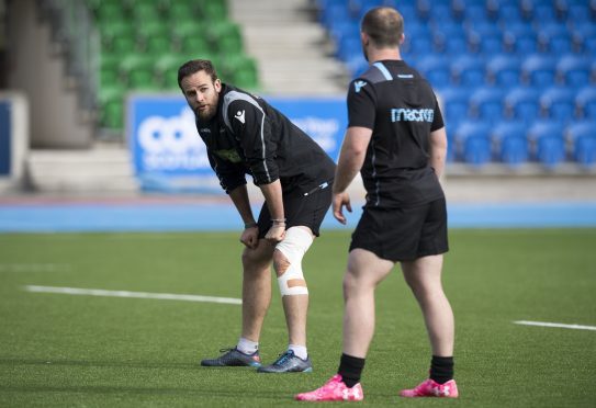 Ruaridh Jackson takes a break in training ahead of Glasgow's ERCC meeting with Exeter.