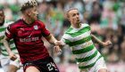 Josh Meekings tussles with Celtics Leigh Griffiths.