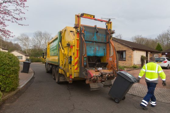 Wheelie bins being emptied in Glenrothes.