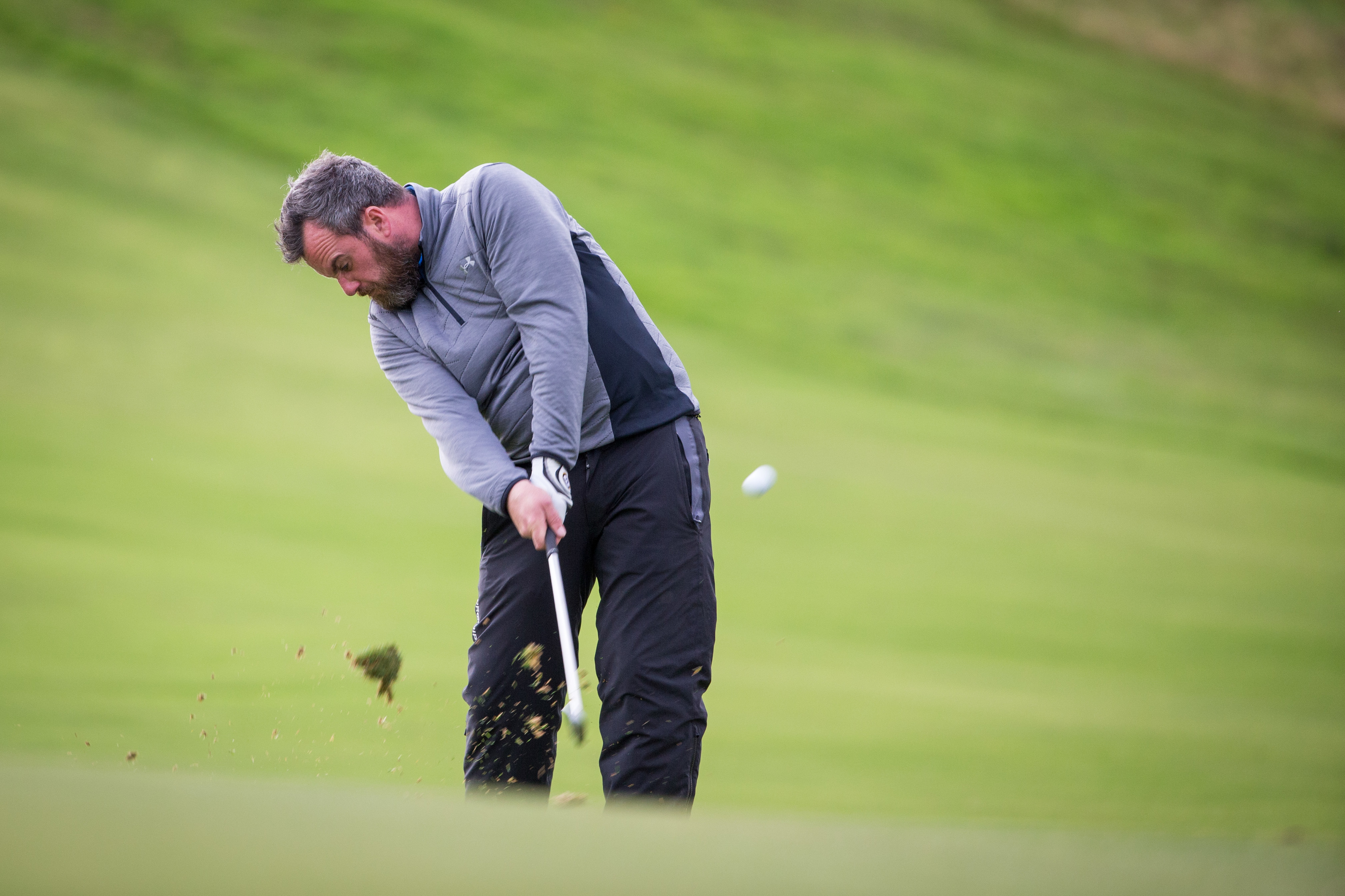 Chris Kelly is in command of the M&H Logisitics Scottish professional Championship at Gleneagles.