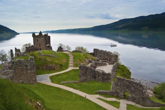 Urquhart Castle on the banks of Loch Ness.