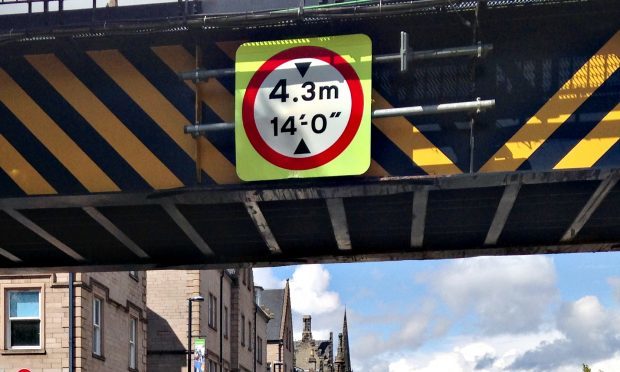 The bridge on Tay Street was struck shortly before 1pm.