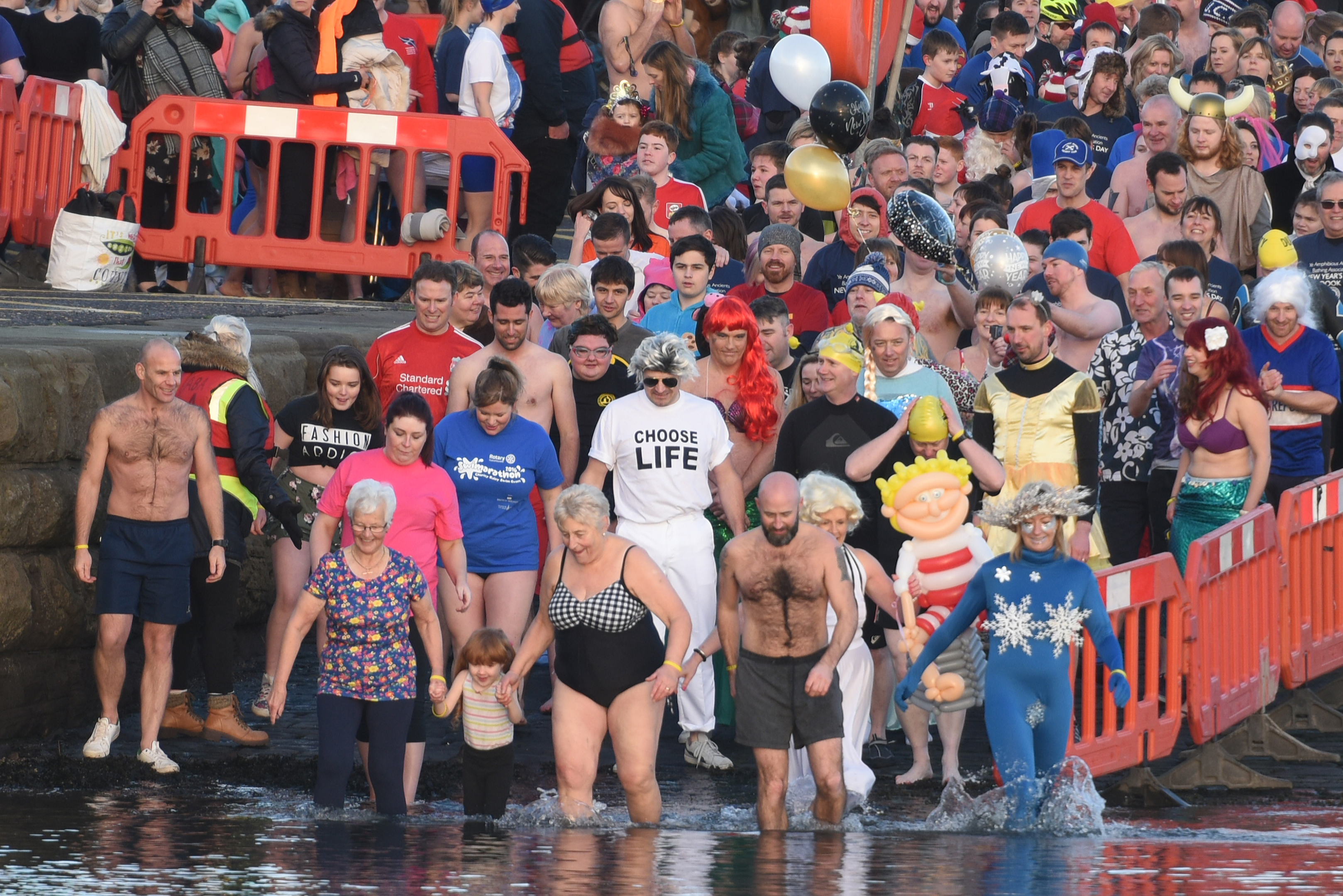 Brave souls entering the water on January 1 this year.