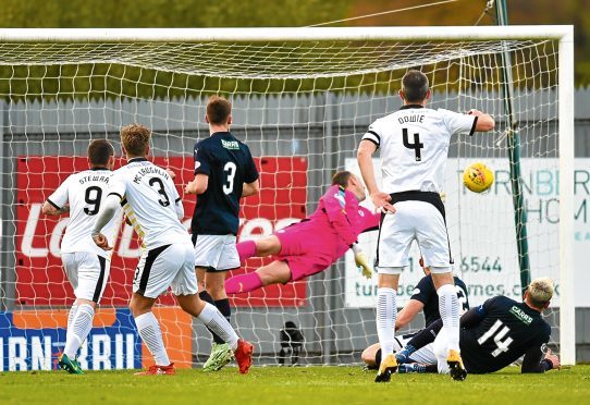 Dumbarton's Christopher McLaughlin scores to make it 1-0.