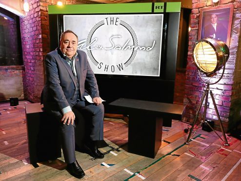 Alex Salmond during the launch of his RT chat show The Alex Salmond Show, at Millbank Tower in London.