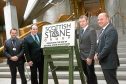 Paul Wheelhouse MSP (second from left) meets with the founding members of Scottish Stone Group (L-R) Marcus Paine (Hutton Stone), Peter Stewart (Tradstocks) and Brian Binnie (Denfind Stone).