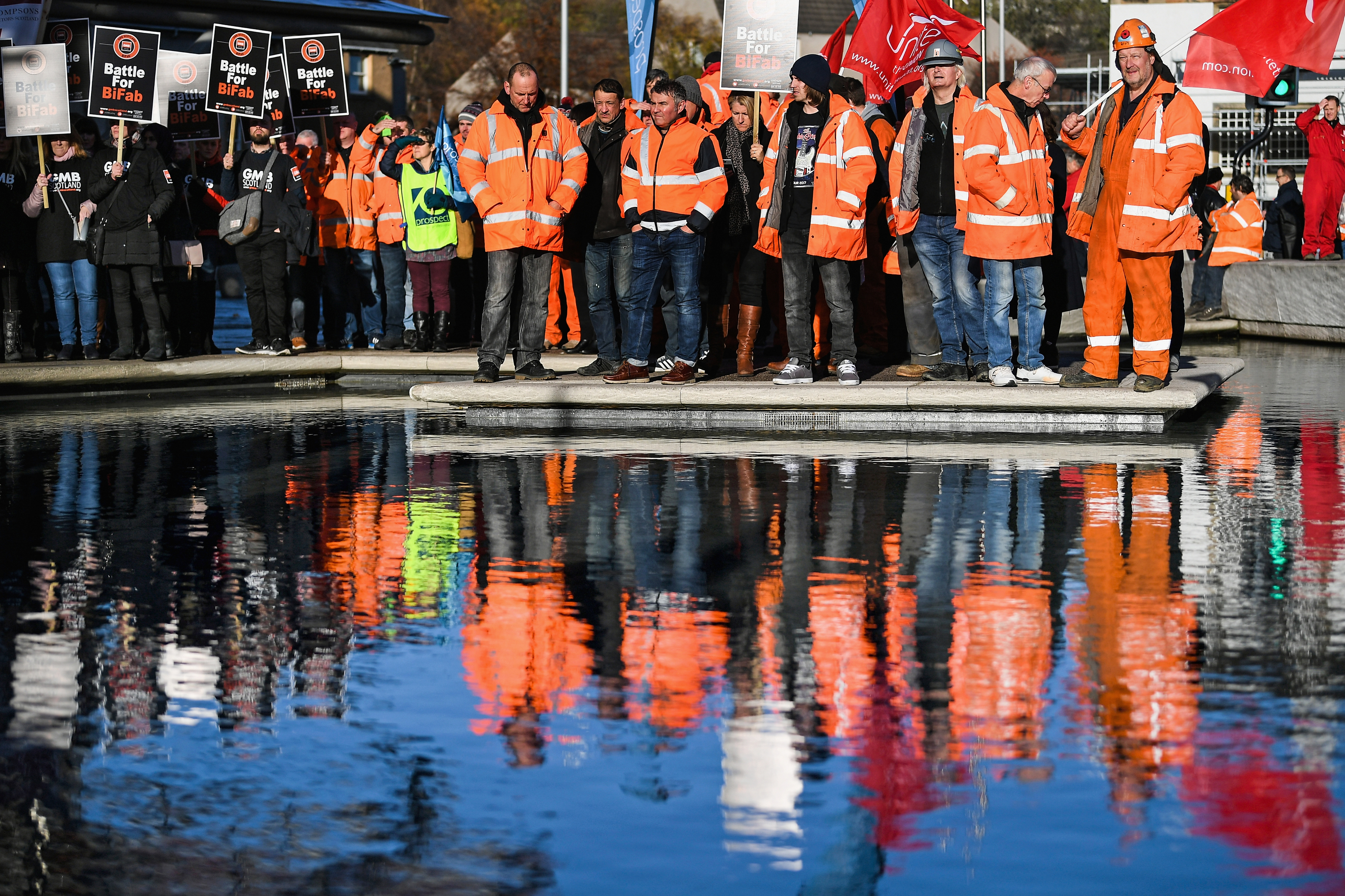BiFab workers rallied at the Scottish Parliament on November 16.