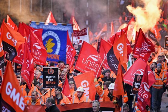 Workers marched in Edinburgh in November to save the yards