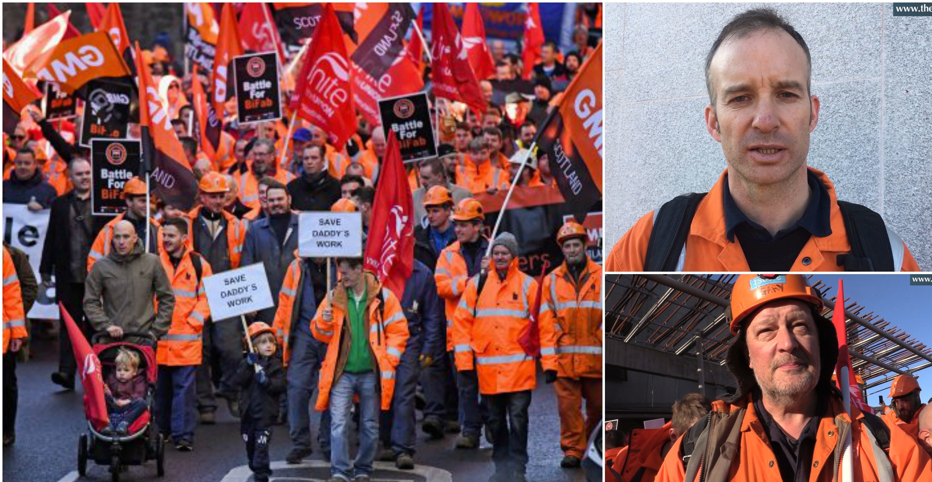 BiFab employees on the Royal Mile. Workers Jimmy Robertson (top right) and Gary Wain (bottom right)